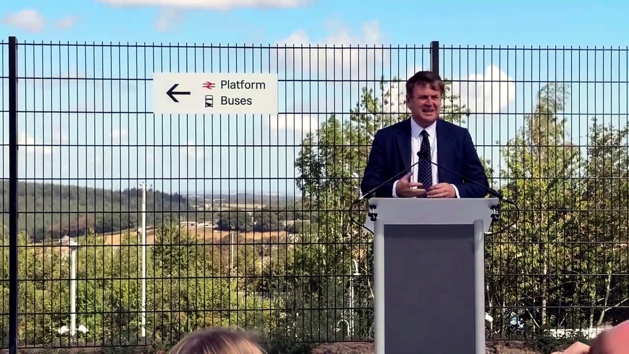 Central Devon MP Sir Mel Stride speaks at the station opening
