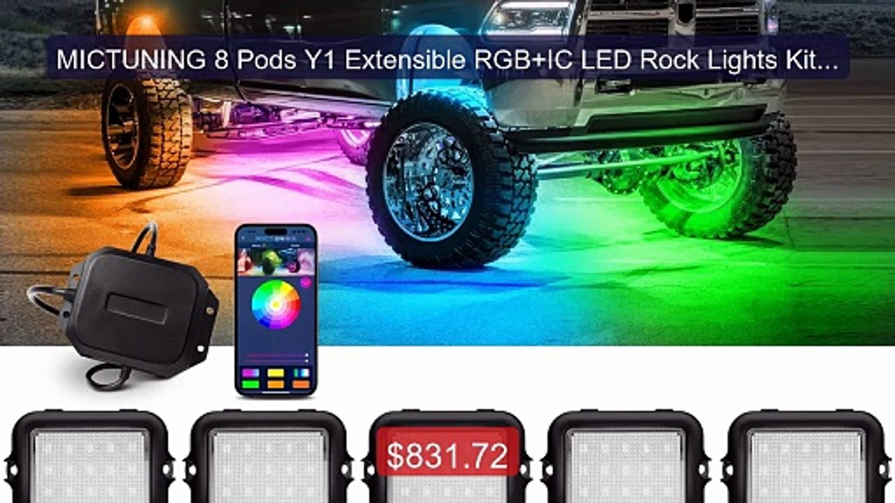 MICTUNING 8 Pods Y1 Extensible RGB+IC LED Rock...