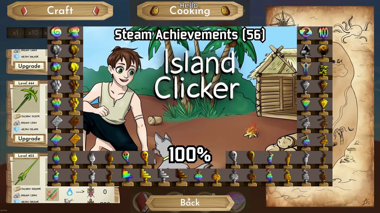 Island Clicker | Steam Achievements (56), 100%