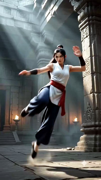 Female kung fu performance temple #trend