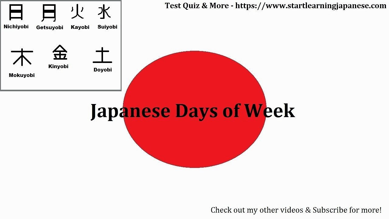 How to Say Japanese Days of Week