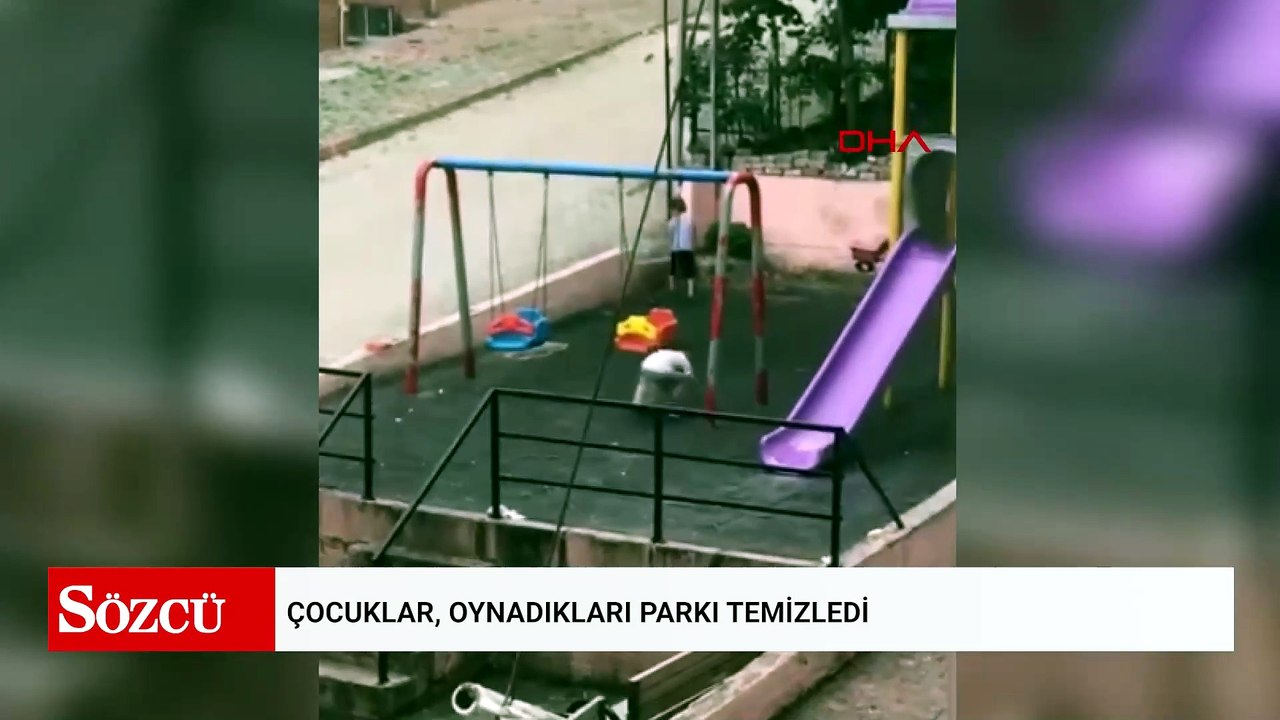 Çocuklar, oynadıkları parkı temizledi