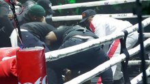 Moment bouncers struggle to separate Portable and Charles during the boxing fight
