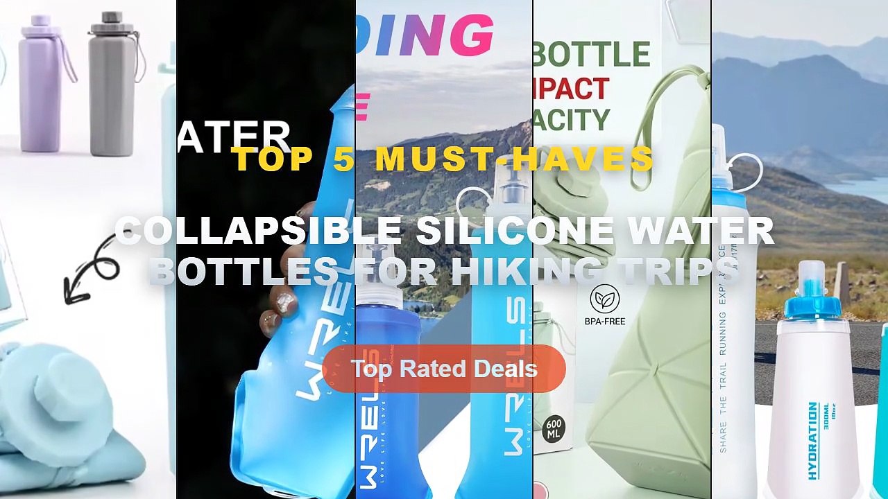 Collapsible Silicone Water Bottles For Hiking T...