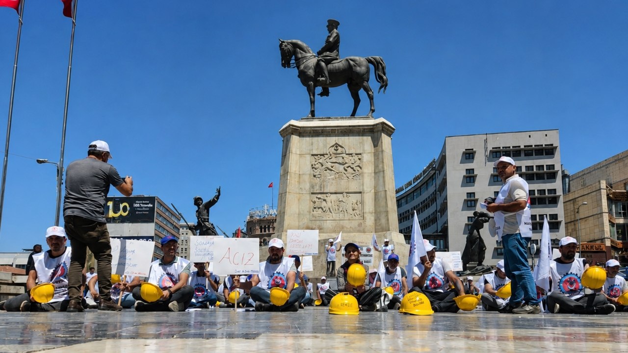 Doruk Madencilik işçileri eylemlerinin 6. gününde Ulus meydanında: Ankara'nın göbeğinde sesimizi duyurmaya çalışıyoruz; ne yapalım kendimizi mi yakalım?