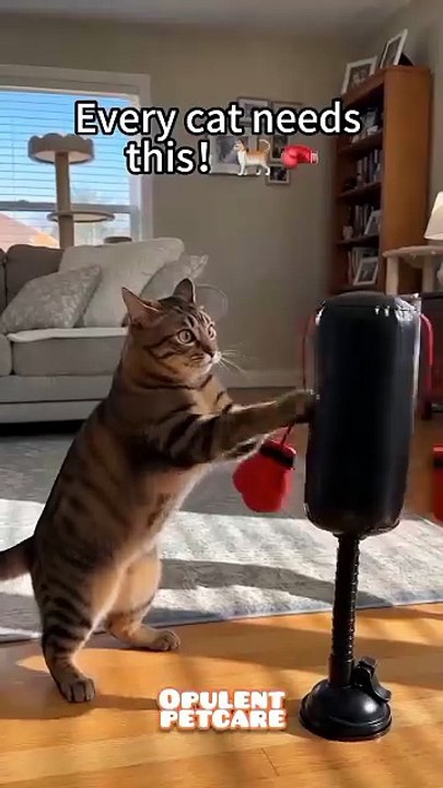 Portable Cat Boxing Toy — Interactive Punching Bag with Suction Cup Base for Kittens