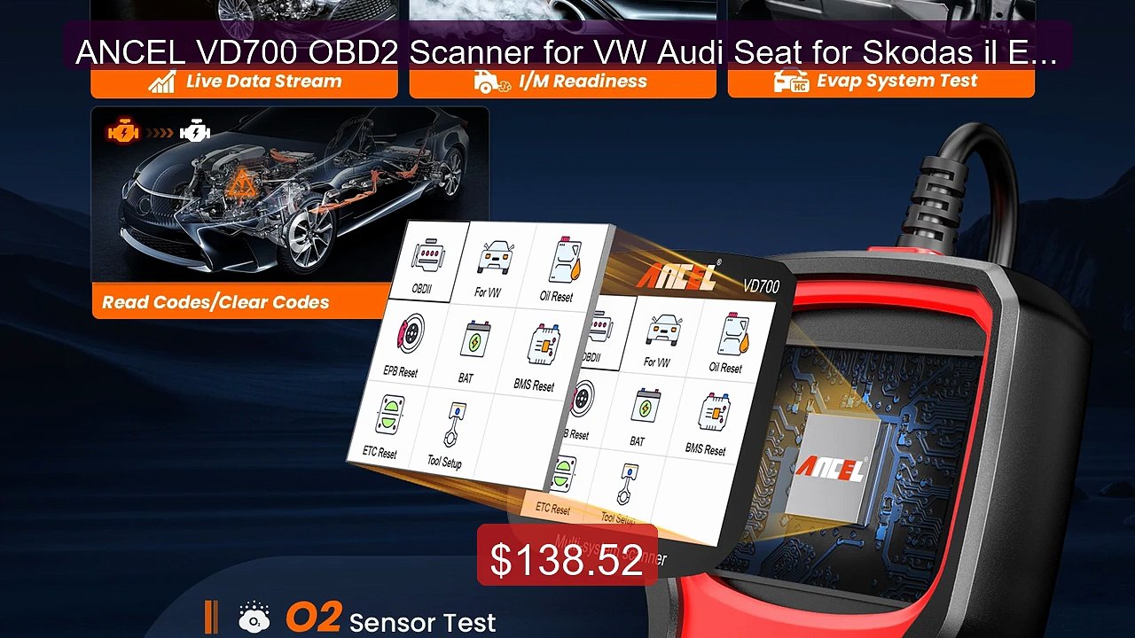 ANCEL VD700 OBD2 Scanner for VW Audi Seat for Skodas il EPB A... -- Amazing Value 2026 | Must Have!