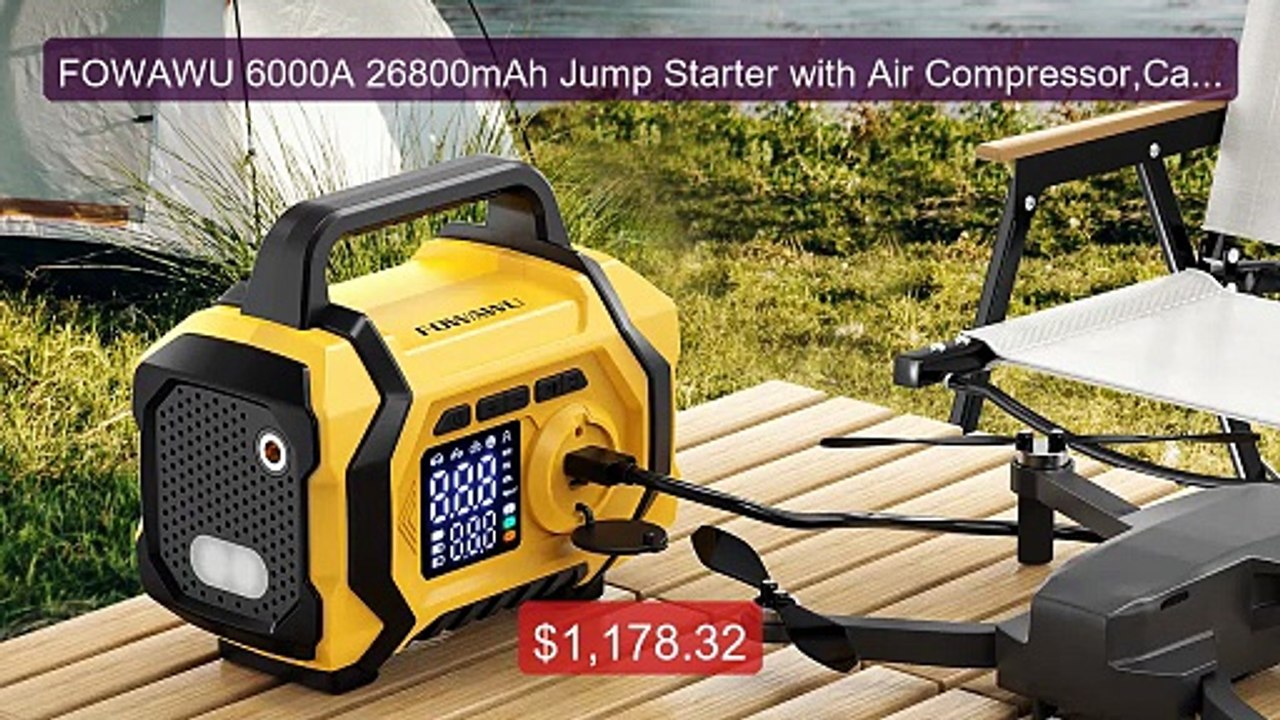 FOWAWU 6000A 26800mAh Jump Starter with Air Compressor,Car Bat... -- Best Buy 2026 | Great Quality!