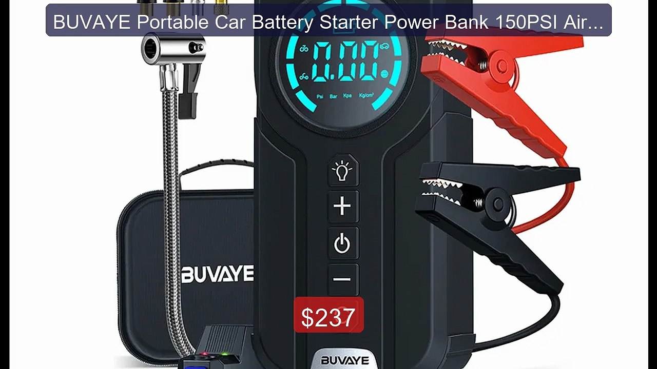 BUVAYE Portable Car Battery Starter Power Bank 150PSI Air Pum... -- Amazing Value 2026 | Must Have!