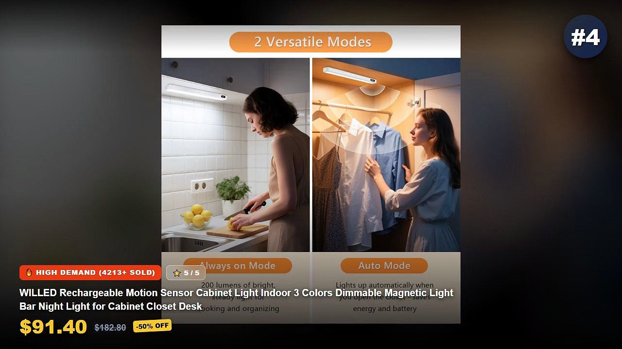 Why Everyone Is Buying Rechargeable Motion Sensor Cabinet Lights For Closets - WILLED Rechargeable Motion Sensor Cabinet...