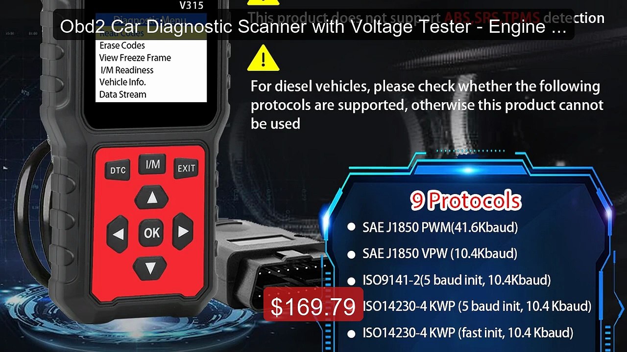 Obd2 Car Diagnostic Scanner with Voltage Tester...