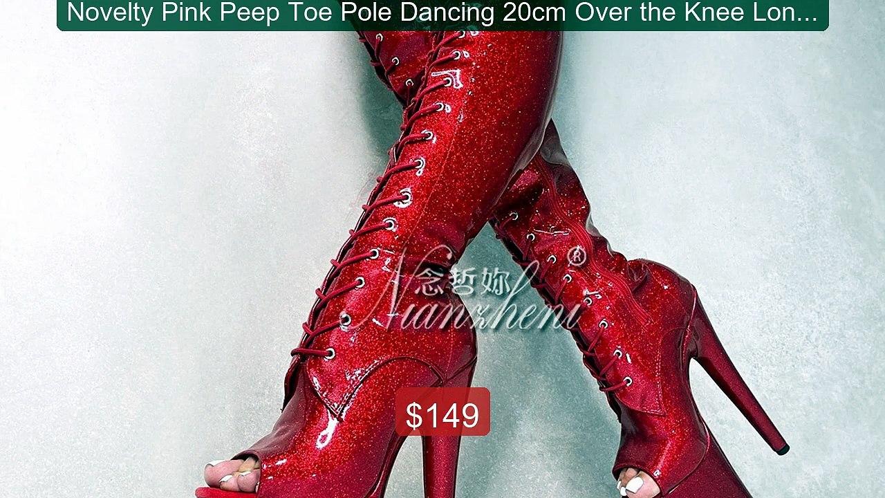 Novelty Pink Peep Toe Pole Dancing 20cm Over th...
