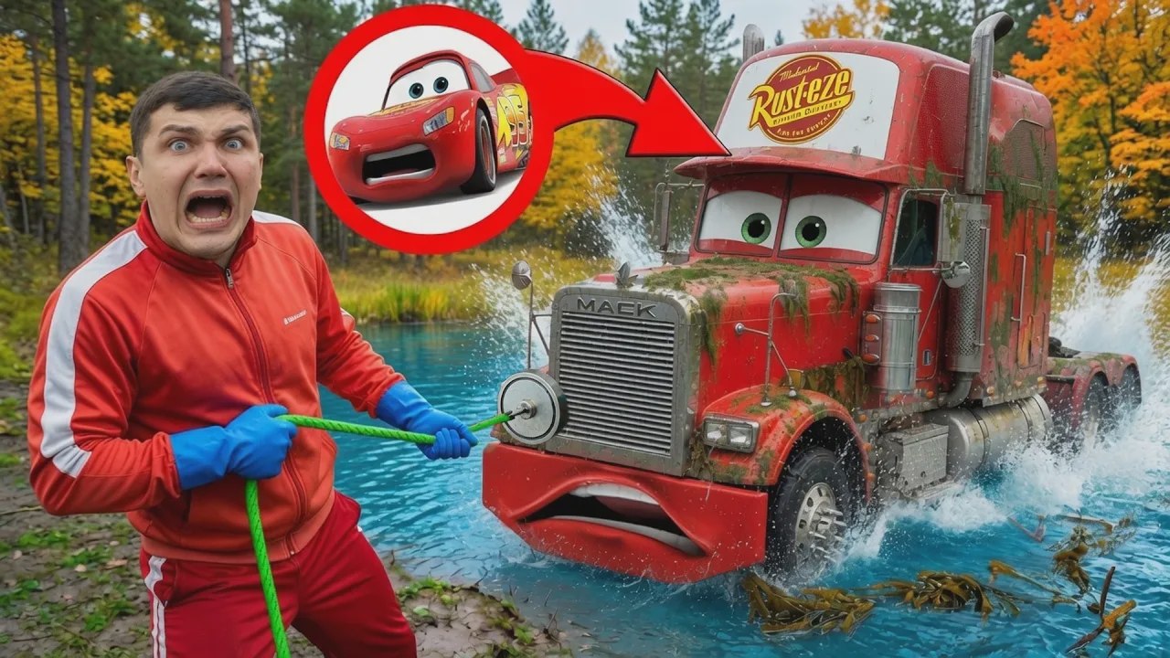 On a repêché le camion Mack de Flash McQueen sous l'eau en pêchant à l’aimant !