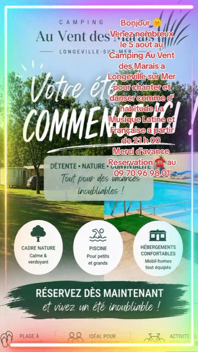 Salsa, Reggaeton Soleil au Camping Au vent de Marais Longeville le 5 août