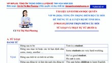 TUẦN 1 - Dành trọn điểm câu hỏi Từ loại và Trật tự từ (Buổi 1)