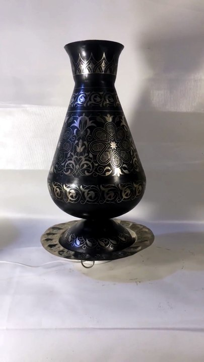 Handmade Moroccan Damascene Pitcher Vase – Silver Inlay Metal Ewer, Luxury Decorative Jug, Artisan Home Decor from Meknes6