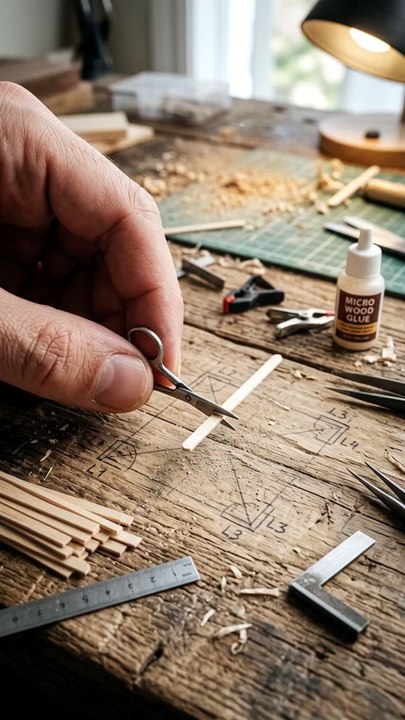 I built the Eiffel Tower in miniature using wooden craft sticks  in this ultra-satisfying DIY construction timelapse and cinematic reveal 🗼