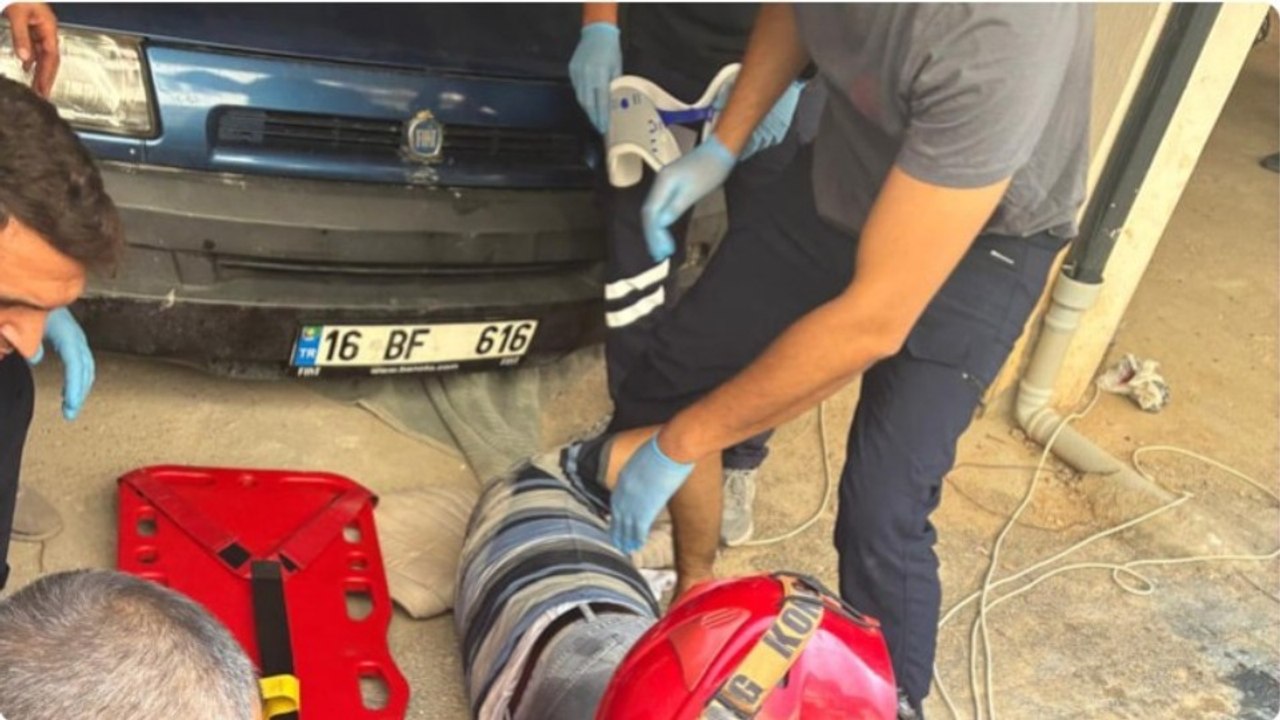 Krikonun kaymasıyla 1,5 tonluk otomobilin altında kalıp, ağır yaralandı