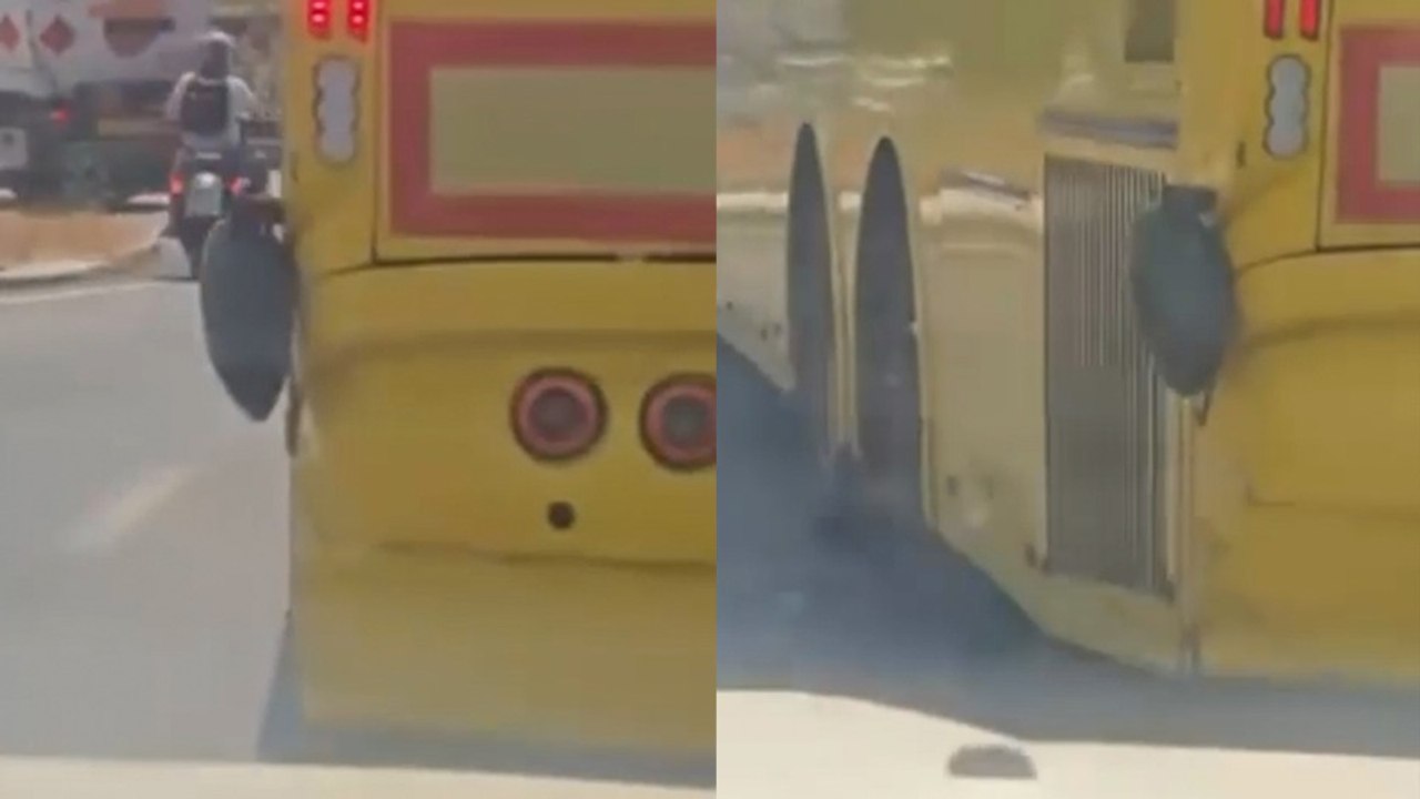 Un autobús del TIB recorre varios kilómetros por Mallorca con el retrovisor de un coche colgando tras arrancarlo de cuajo
