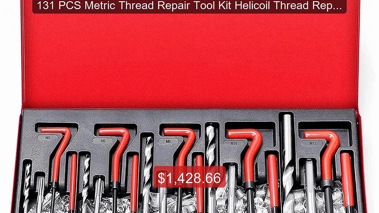 131 PCS Metric Thread Repair Tool Kit Helicoil...