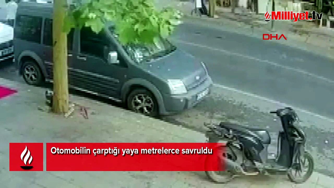 Otomobilin çarptığı yaya metrelerce savruldu