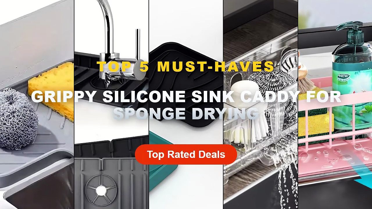 Top 5 Best Grippy Silicone Sink Caddy For Sponge Drying (Must Have!) - 1Pcs Kitchen Sink Caddy Organizer Sink Dish Spong...