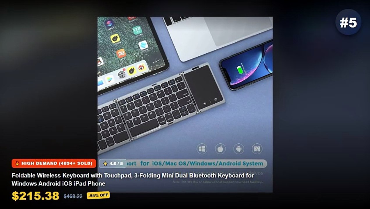 Top 5 Best Foldable Keyboards For Tablets And Phones (Must Have!) - BOW Folding Keyboard Wireless Rechargeable Foldable ...