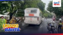 Provincial bus, tumama sa vertical clearance signage sa Culiat Bridge; bahagi ng tulay, isinara muna | Unang Balita