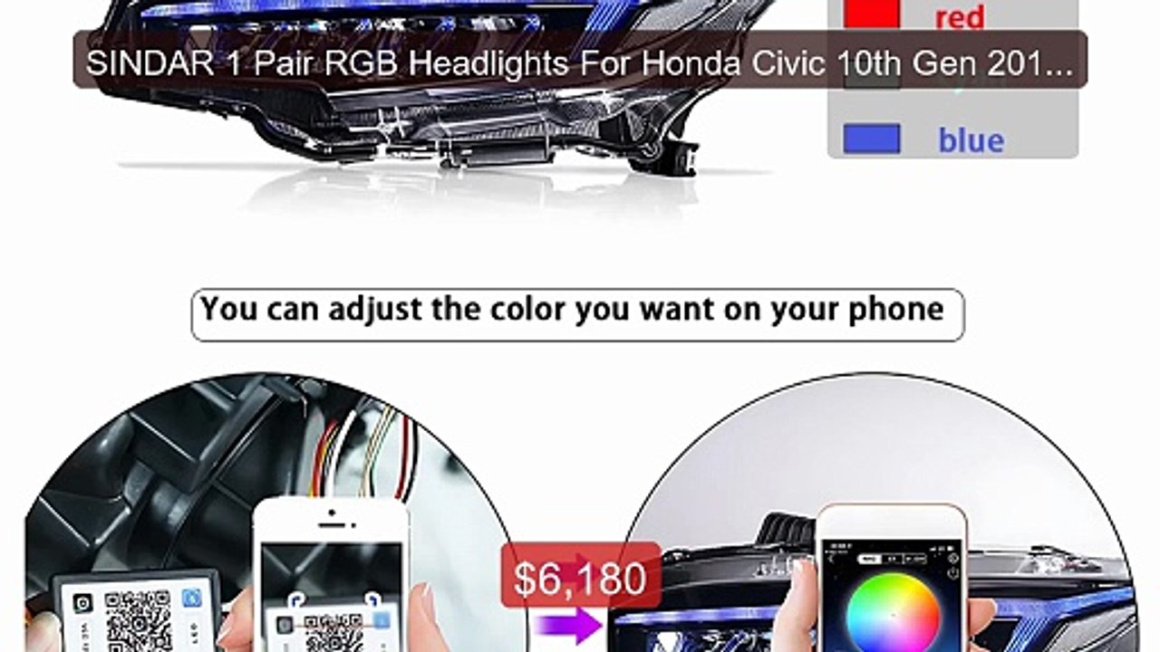 SINDAR 1 Pair RGB Headlights For Honda Civic 10th Gen 2016-2021, S... -- Best Deal 2026 | Shop Now!