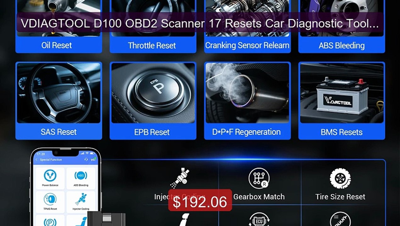 VDIAGTOOL D100 OBD2 Scanner 17 Resets Car Diagnostic Tool A... -- Top Pick 2026 | Unbeatable Price!