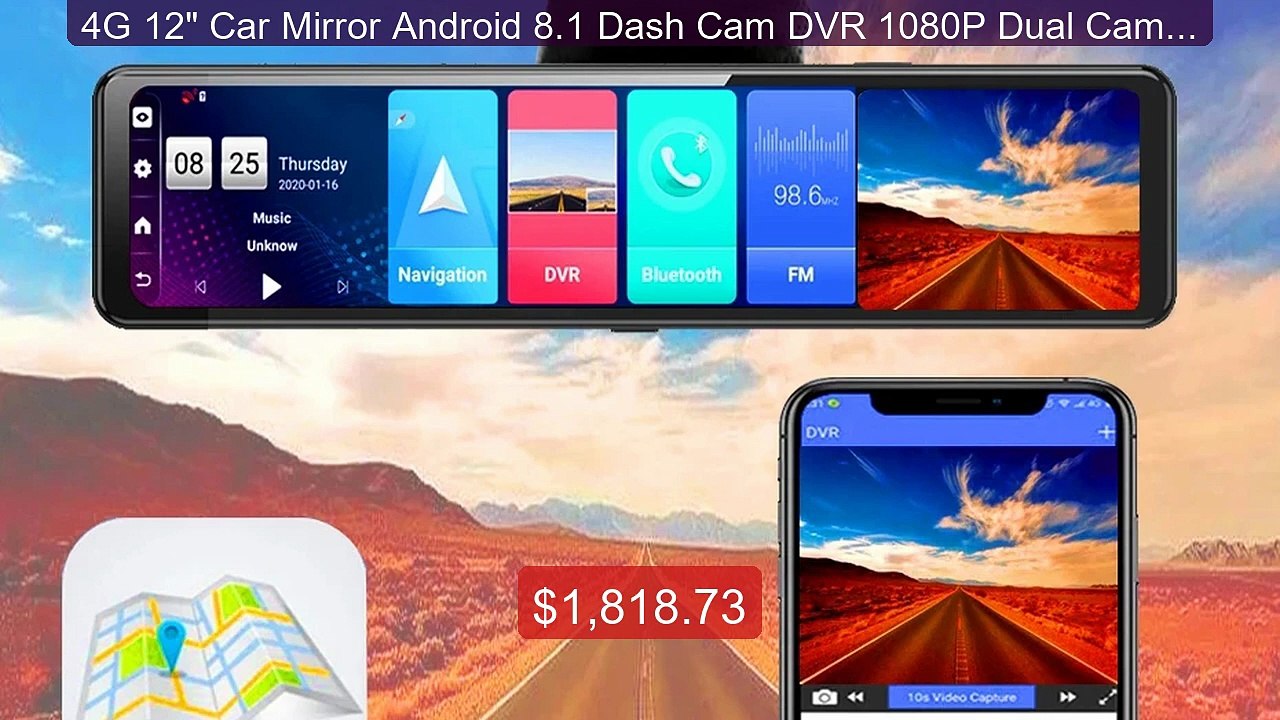 4G 12" Car Mirror Android 8.1 Dash Cam DVR 1080P Dual Camera WiFi B... -- Top Rated 2026 | Buy Now!