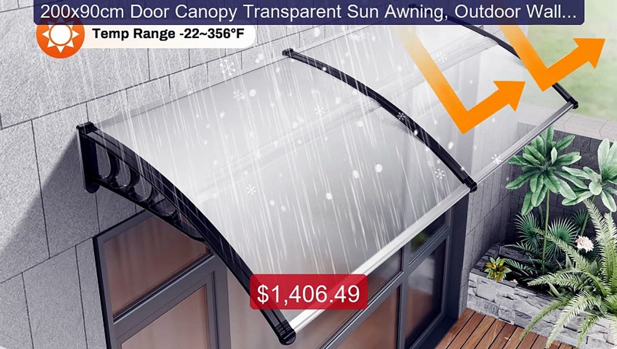 200x90cm Door Canopy Transparent Sun Awning, Outdoor Wall Mounted ... -- Best Deal 2026 | Shop Now!