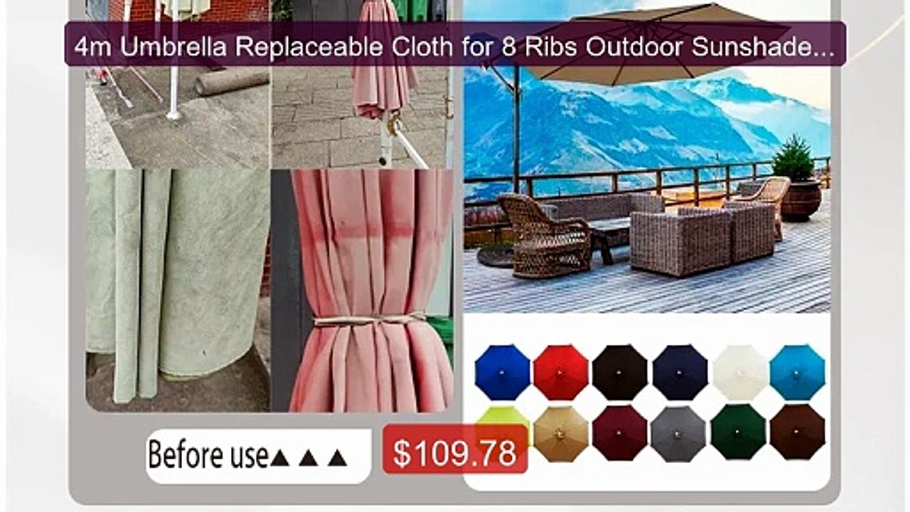 4m Umbrella Replaceable Cloth for 8 Ribs Outdoo...