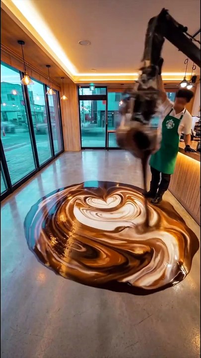 Love this epoxy resin floor idea in a coffee shop ☕️ #interiordesign #homedesign #coffeeshop
