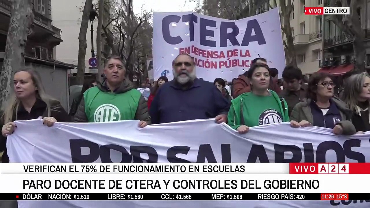 Paro docente nacional: CTERA realiza una jornada de protesta y el Gobierno fiscaliza el cumplimiento del servicio mínimo