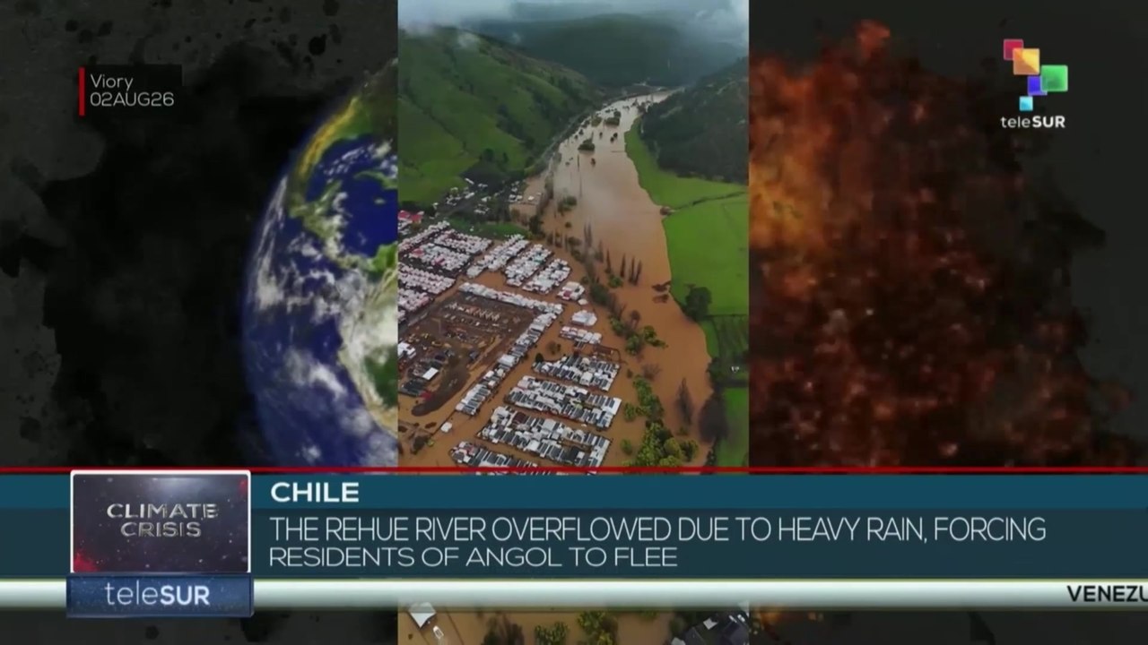 Chile, the Rehue river overflowed due to heavy rain
