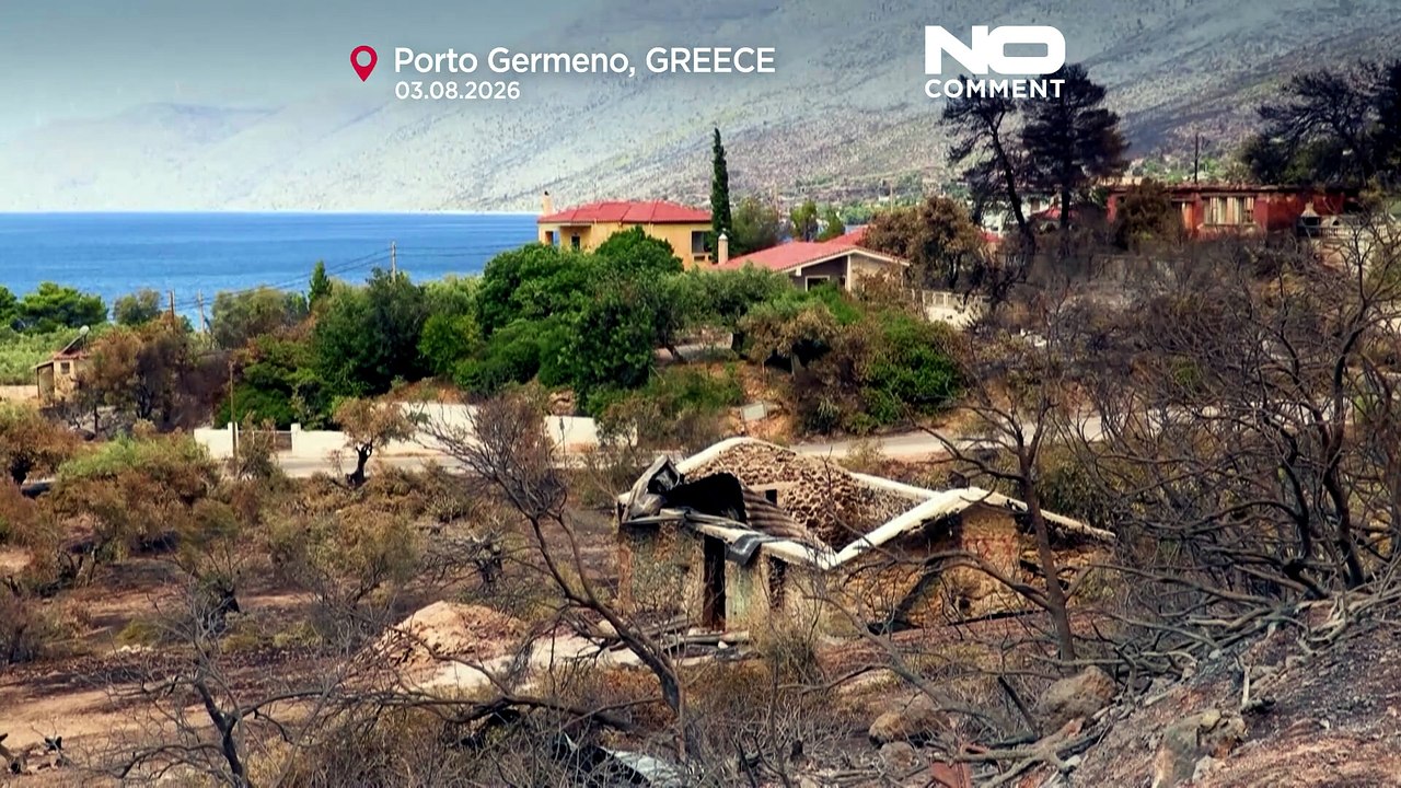 Burned homes, blackened cars: Greek wildfires leave trail of destruction in Porto Germeno