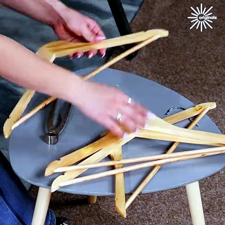 DIY coffee table using clothes hangers! 💯