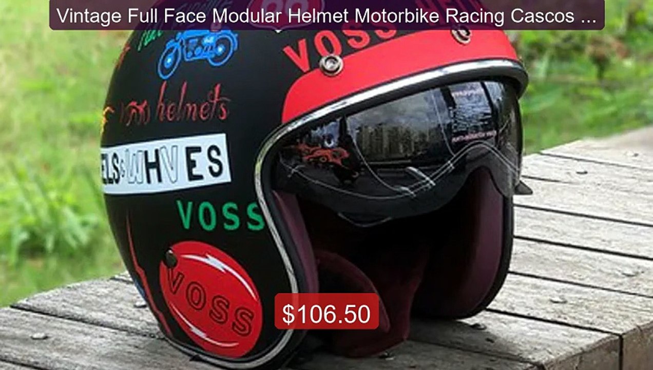 Vintage Full Face Modular Helmet Motorbike Raci...