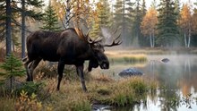 Moose : The towering forest giant with majestic antlers and quiet strength