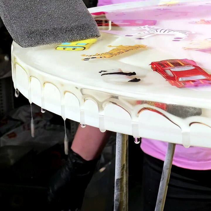 Kids toys on a resin table top! 🧸🚗