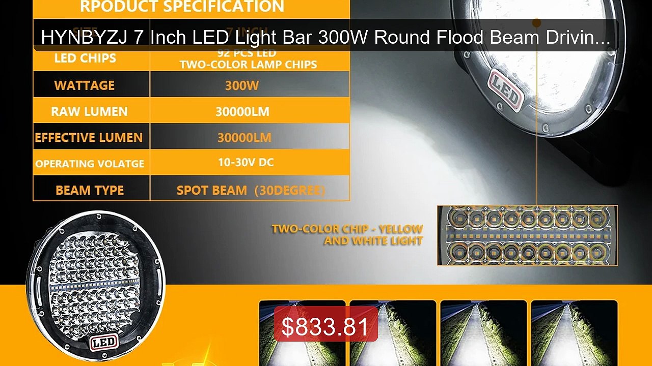 HYNBYZJ 7 Inch LED Light Bar 300W Round Flood Beam Driving ... -- Top Pick 2026 | Unbeatable Price!