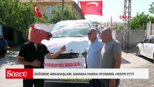 Düğünde arkadaşları, damada hurda otomobil hediye etti