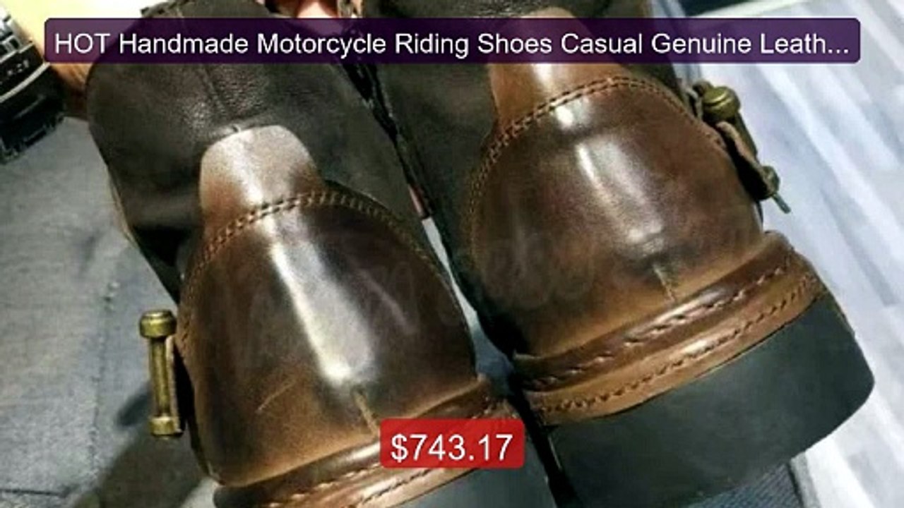 HOT Handmade Motorcycle Riding Shoes Casual Genuine Leather Ch ...