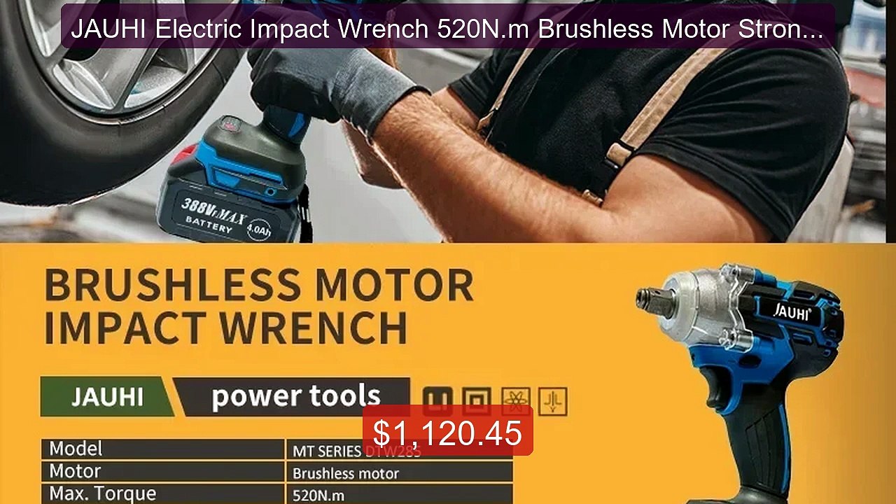 JAUHI Electric Impact Wrench 520N.m Brushless Motor Strong Torque L... -- Top Rated 2026 | Buy Now!