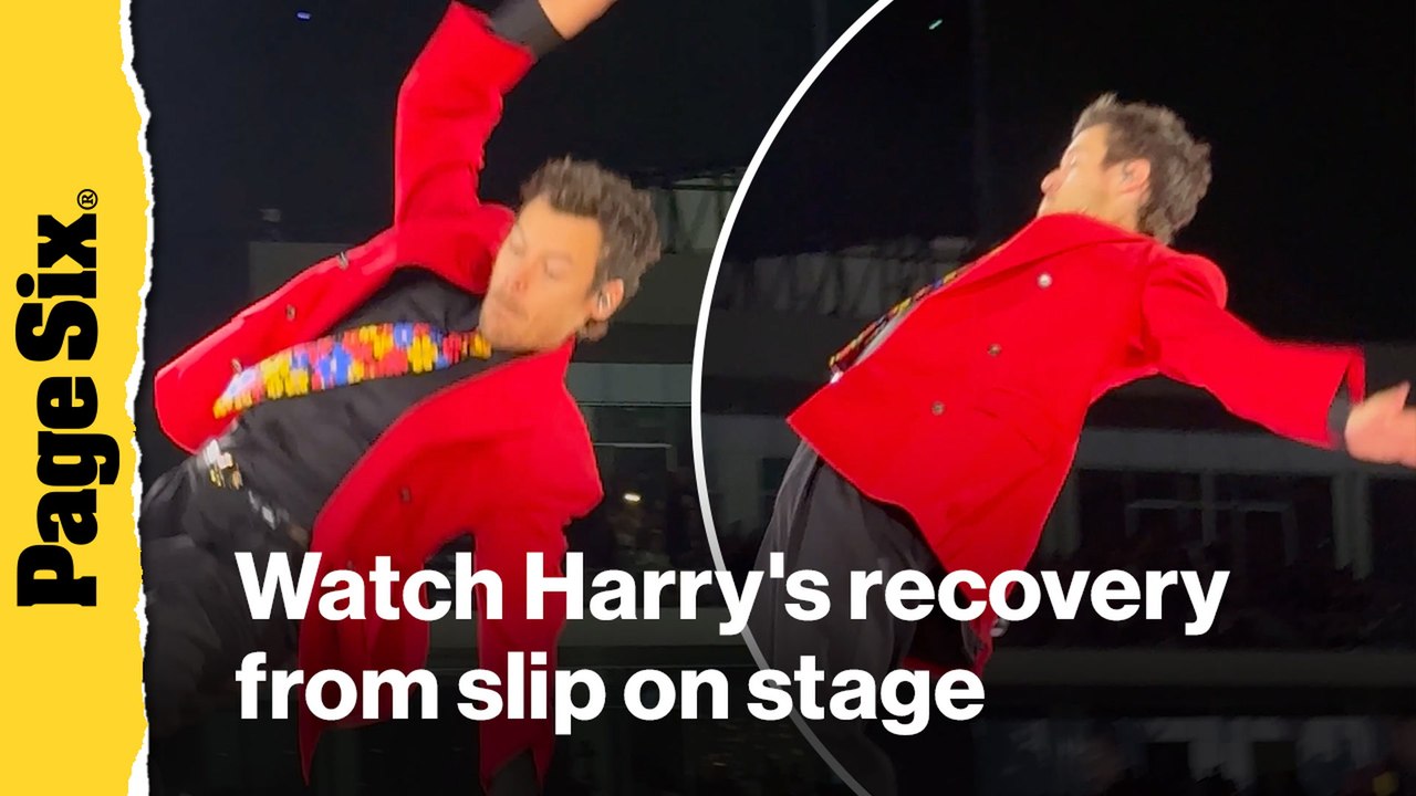 Watch Harry Styles gracefully recover from slip on stage