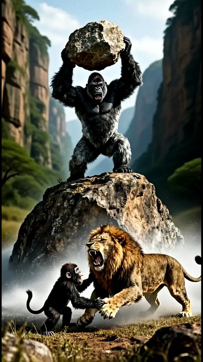 Gorilla vs. Lion