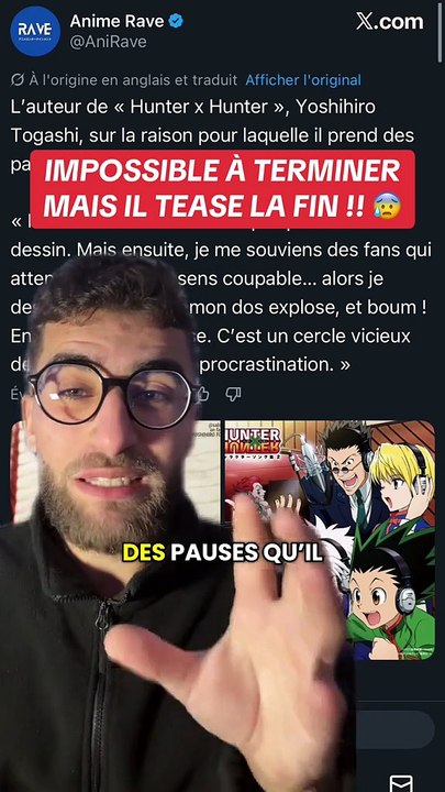 Togashi fait encore une annonce sur son état de santé vis à vis de ses fans… L’avancée du manga Hunter X Hunter lui fait trop mal. C’est triste…