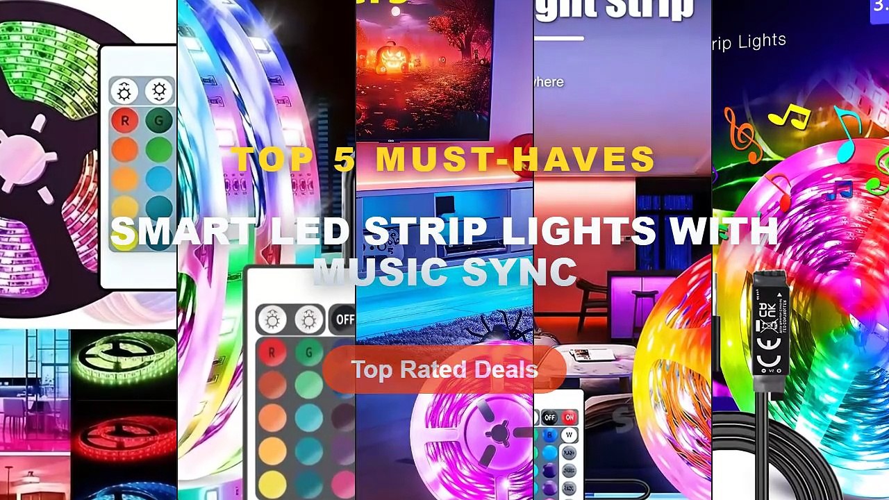 Top 5 Best Smart LED Strip Lights With Music Sync (Must Have!) - 1 30m Smart RGB LED Strip Lights Tape Ribbon USB Blueto...