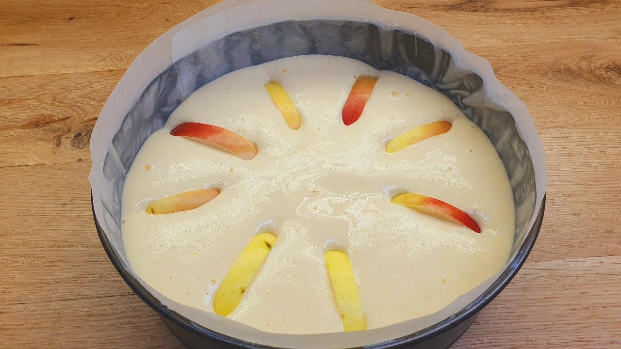 Luftiger Joghurt Apfelkuchen ohne Backpulver, schnelles und einfaches Rezept